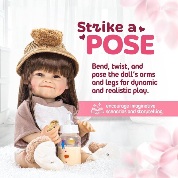 🆕18 inch Full Cloth Body With Vinyl Limbs Baby Doll Lily Mae Reborn Baby Girl - Picture 8 of 10